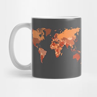 World Map in Burnt Orange Mug